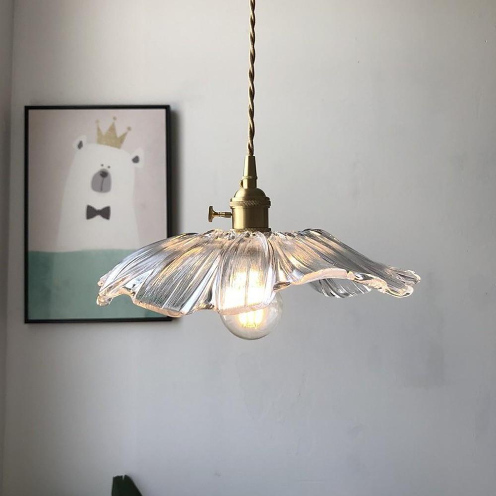 12'' LED 1-Light Single Design Pendant Light Nordic Style Traditional Classic Copper Glass Hemp Rope Island Lights-dazuma