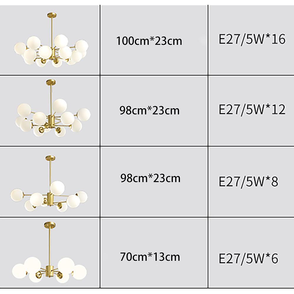 28'' LED 16 Bulbs 12 Bulbs 8-Light 6-Light Single Design Pendant Light Nordic Style LED Metal Glass Pendant Lights
