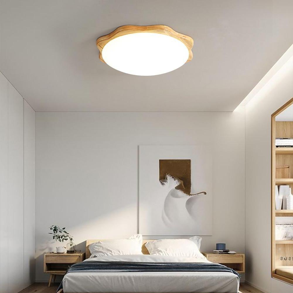 14'' LED 1-Light Dimmable Flush Mount Lights Nordic Style LED Wood Bamboo Acrylic Plastic Dimmable Ceiling Lights-dazuma