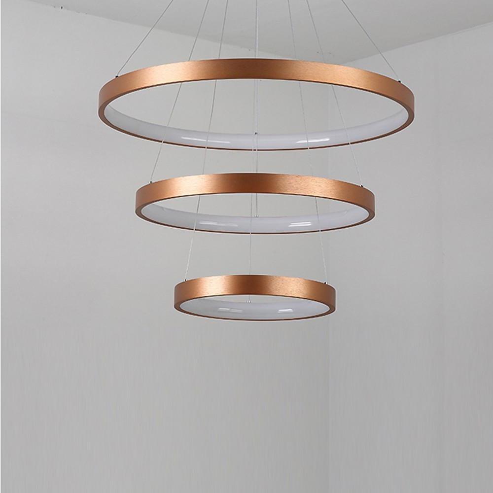 Acrylic Bronze 3 - Tier Ring Chandelier Dimmable LED, 59" Adjustable Pendant Lights
