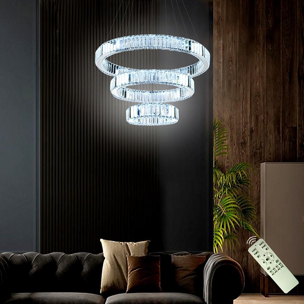 Chrome Crystal 3 - Tier Pendant Light Modern Chandelier
