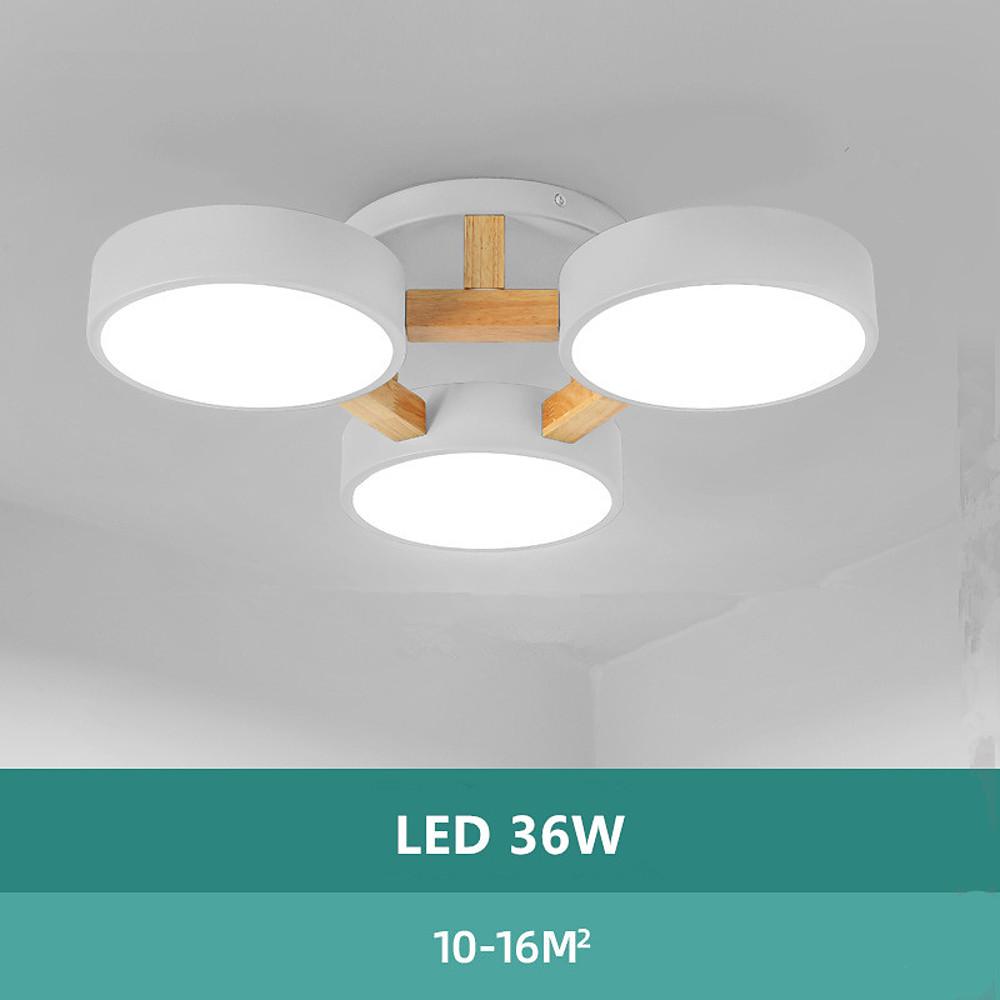 3 Circle Flush Mount Ceiling Light Metal Wood LED Light