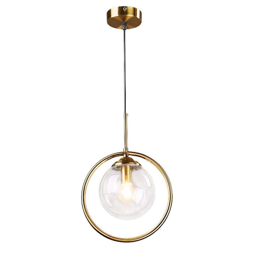 10'' LED 1-Light Pendant Light Nordic Style Metal Glass Circle Island Lights-dazuma