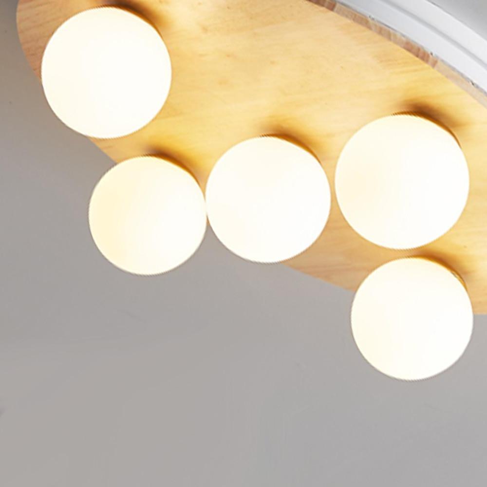 20'' LED 5-Light Globe Design Flush Mount Lights Nordic Style Modern Wood Bamboo Glass Metal