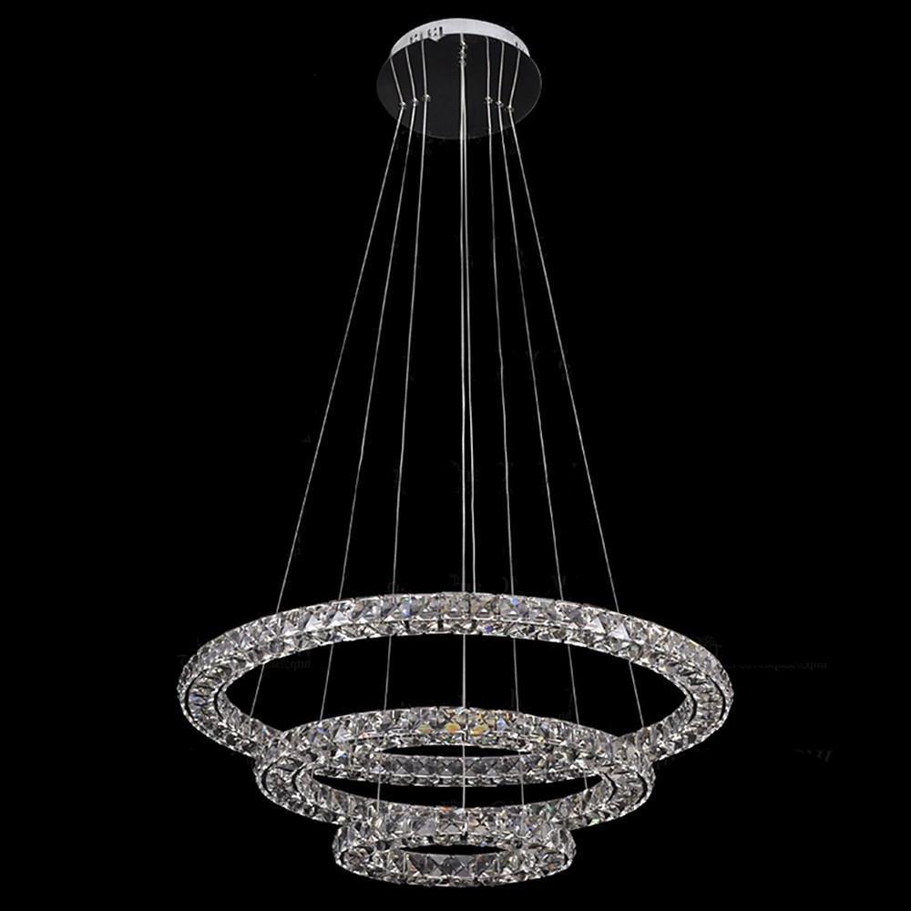 Luxury Crystal LED Chandelier 3 - Tier Geometric or Stacked LED Pendant light