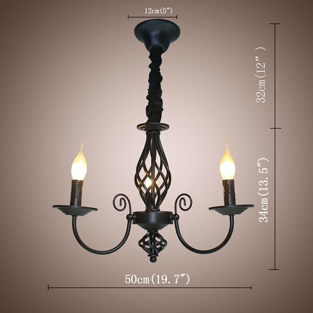 LED Incandescent 3-Light Candle Style Chandelier Traditional Classic Metal Candle-style Candle-Style Design