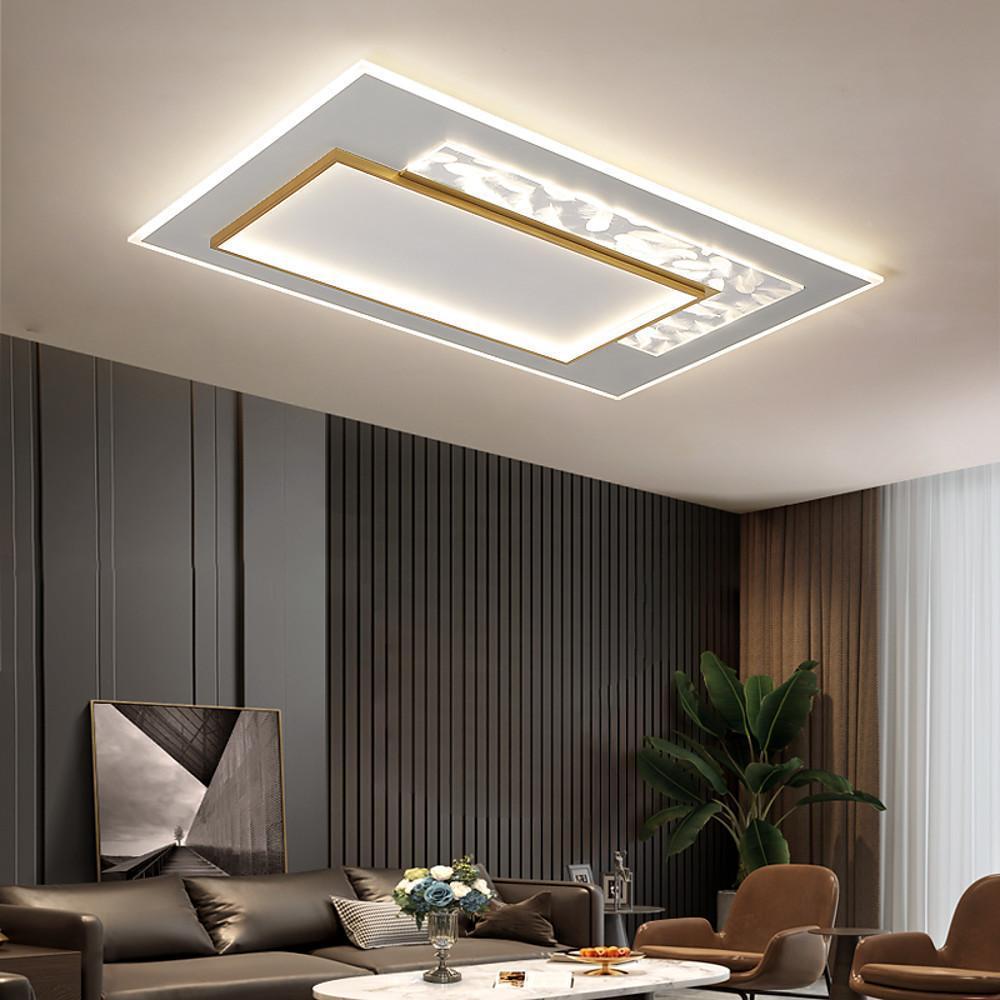 17'' LED 1-Light Single Design Flush Mount Lights Nordic Style LED Metal Feather Acrylic Dimmable Ceiling Lights-dazuma
