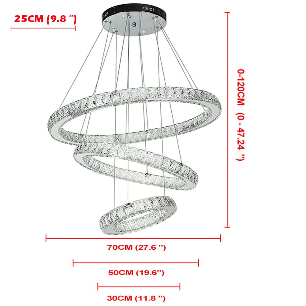 28'' LED 1-Light LED Eye Protection Crystal Adjustable Creative Chandelier LED Chic & Modern Metal Crystal Geometrical Circle Novelty Circle Design-dazuma