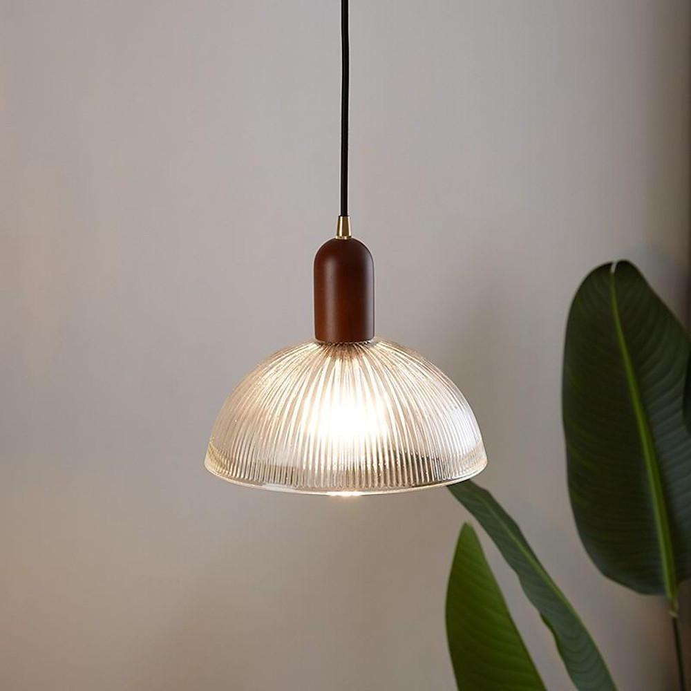 Country Glass Wood Pendant Lighting Bowl Vintage Pendant Lighting