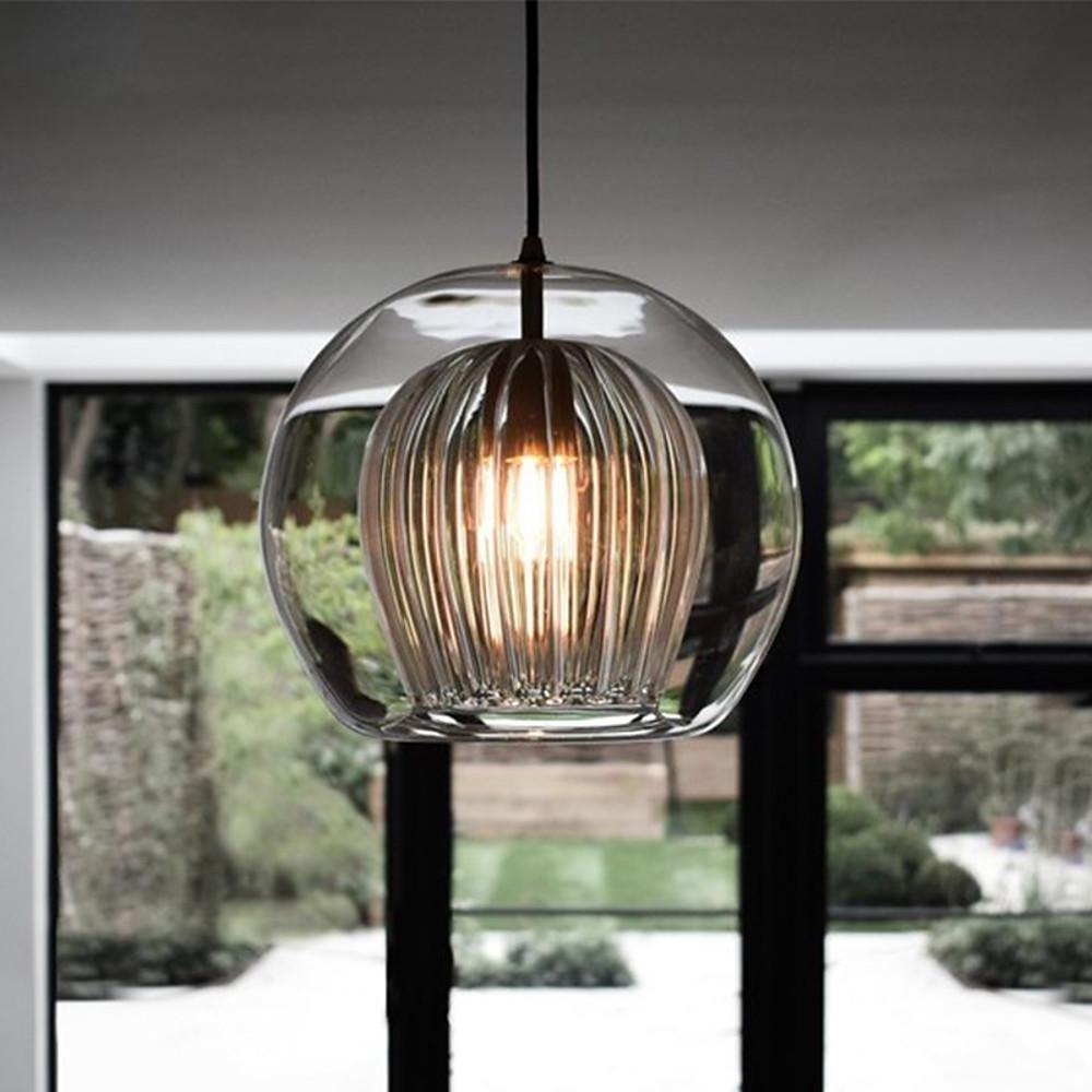 6'' LED 1-Light Single Design Pendant Light Nature Inspired Copper Glass Globe Pendant Lights